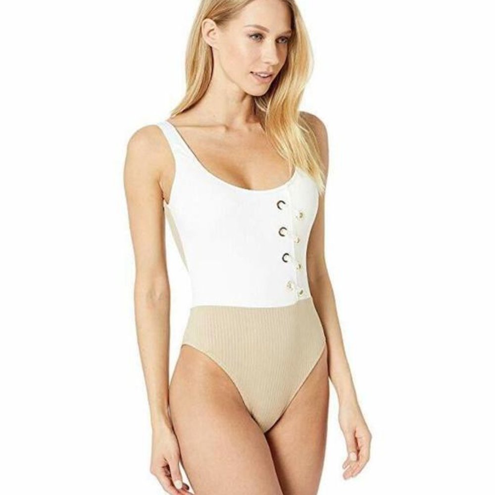 NWT IO Crosby Derek Lam Color-block One-piece Bathing Suit
